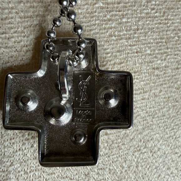 Yves Saint Laurent Vintage Crystal Cross Pendant Necklace - Picture 4 of 6